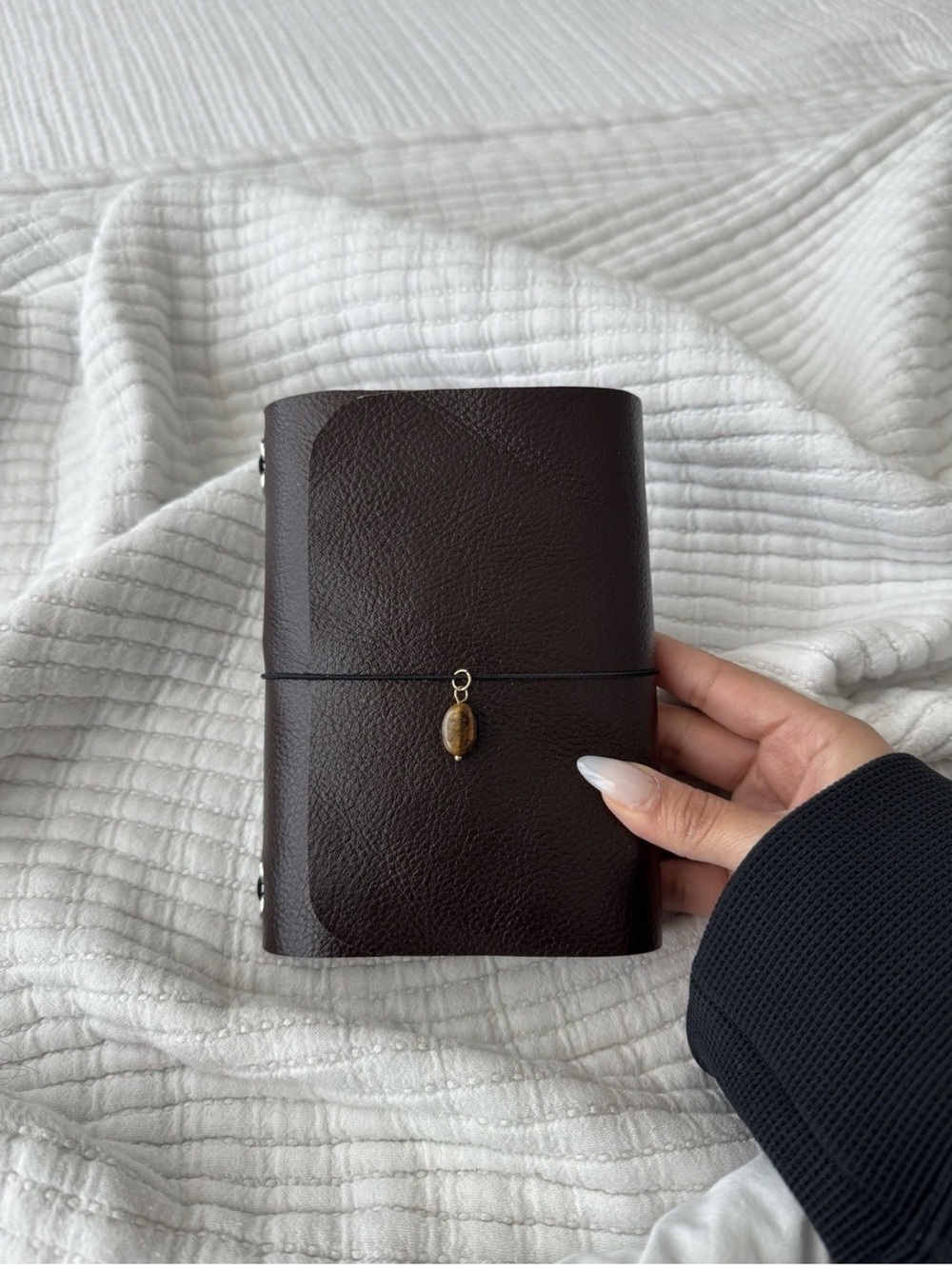Brown Leather Journal Cover with Charms A6
